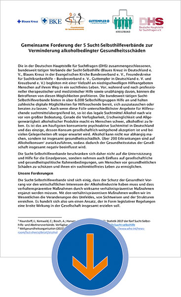 Alkoholpolitische Forderungen 5 Verbaende